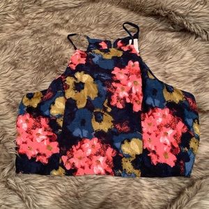 Floral zip-up crop